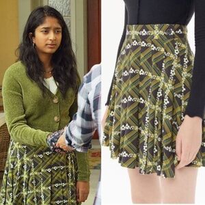 NWT Urban Outfitters Emerson Printed Pleated Wrap Skirt Size Small